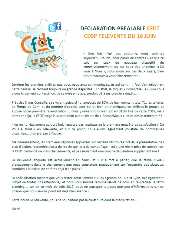 Declaration Préalables CFDT 36 34 CDSP du 1606