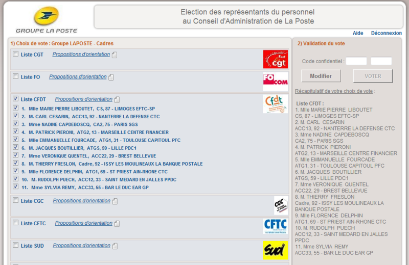 Je vote en ligne CFDT 1