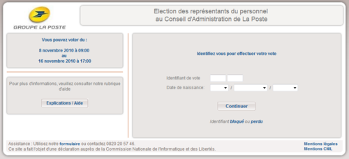 Vote en ligne accueil poste