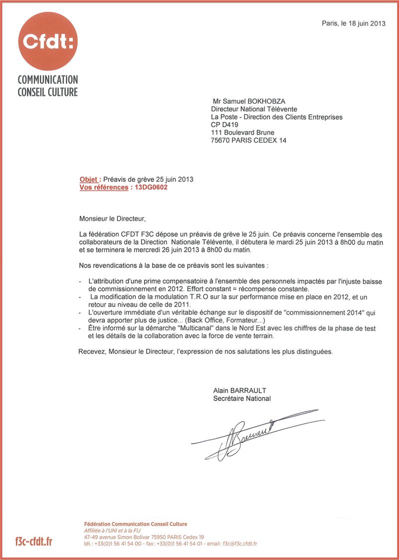Préavis de Grève CFDT 36 34 - 25062013